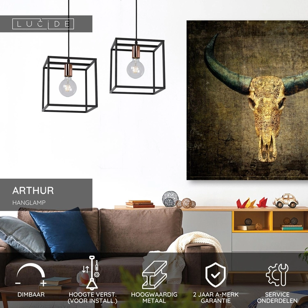 Hanglamp Arthur zwart Lucide 5411212082749
