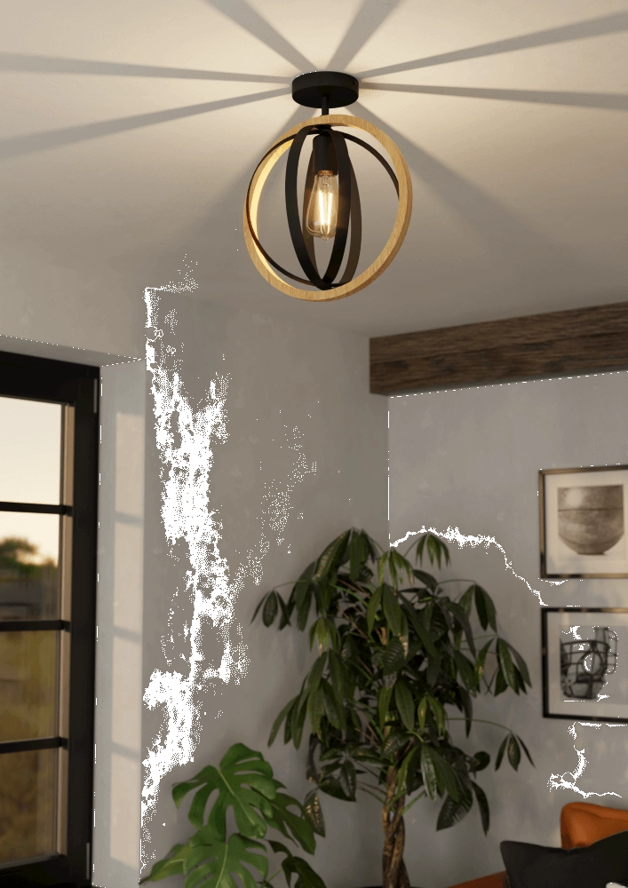 Houten plafondlamp Basildon Ø 32cm Eglo 9002759437367