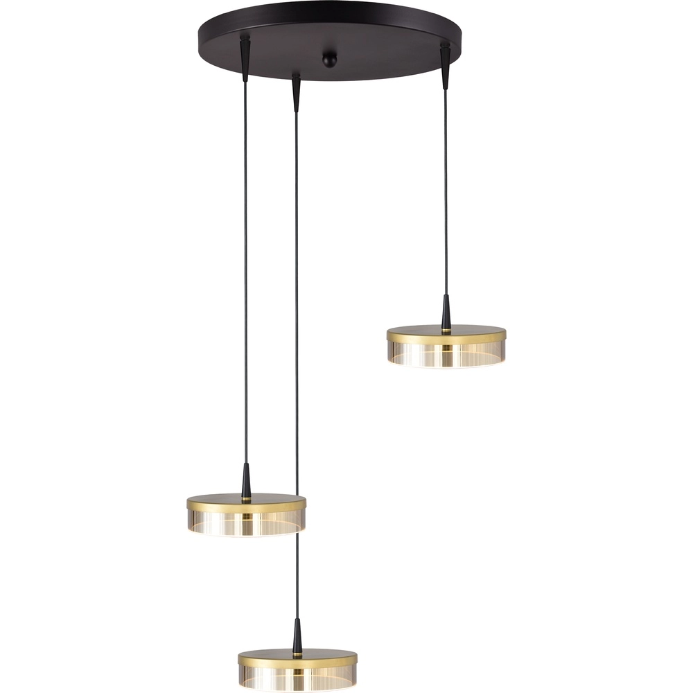 3-lichts hanglamp Imperia Ø 35cm zwart met goud