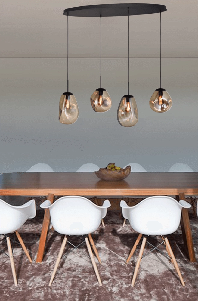 Hanglamp Lava Oval 4x goud glas Masterlight 8718121290058