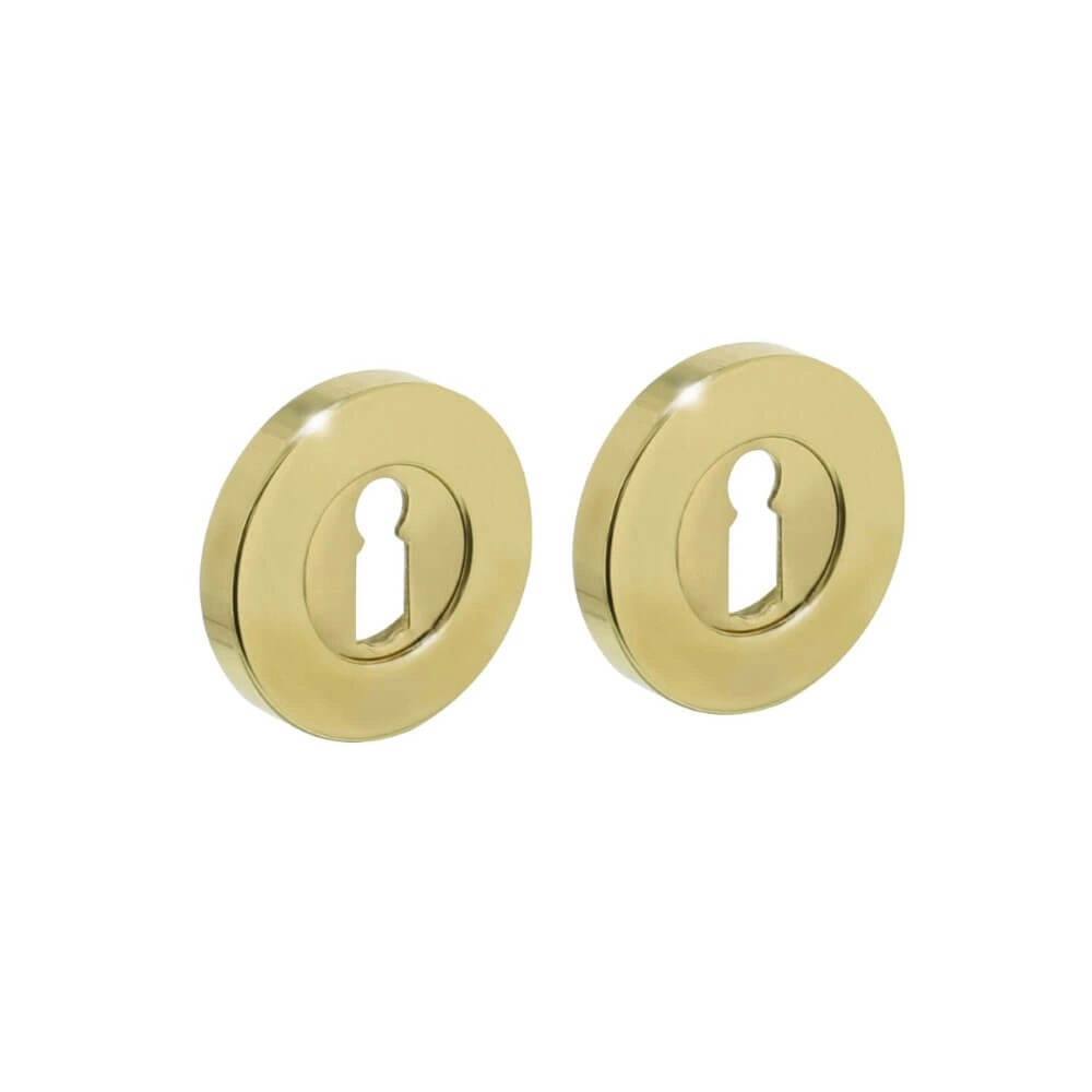 Set van 2 sleutelrozetten Tira rond messing gelakt verdekt