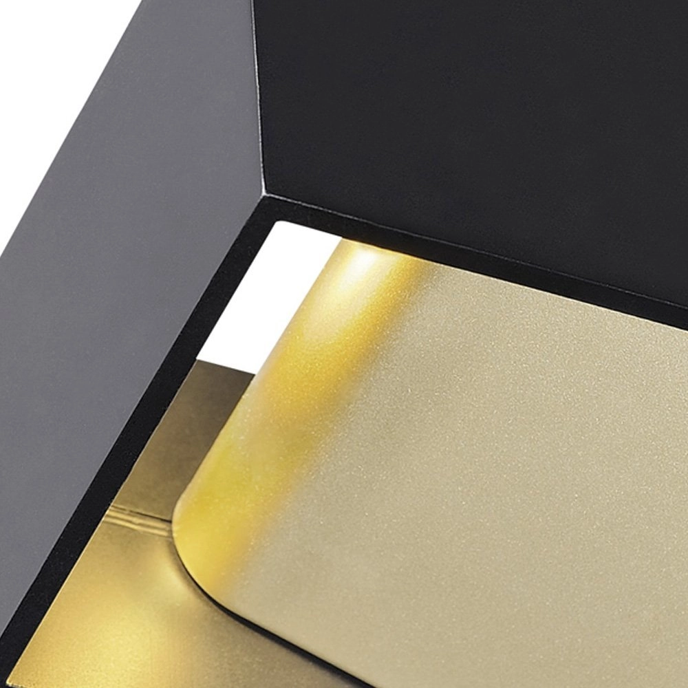 Wandlamp Logs Up - Down vierkant zwart met goud SLV 4024163189309