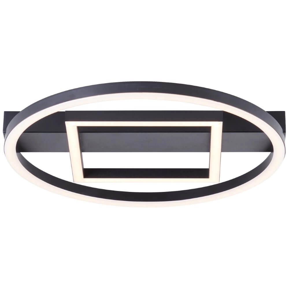 Plafondlamp Maureen Ø 37cm met vierkantje zwart