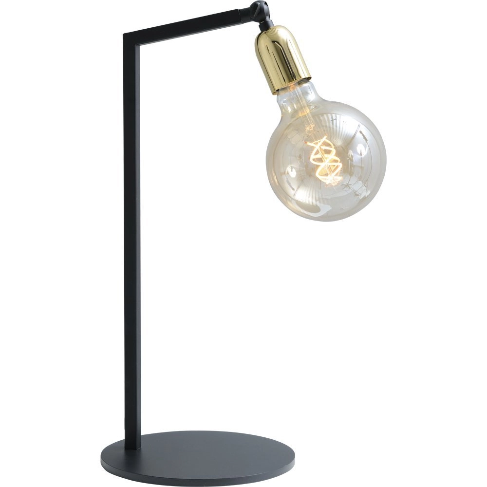 Zwarte tafellamp Tube met gouden fitting Zwarte tafellamp Tube met gouden fitting
