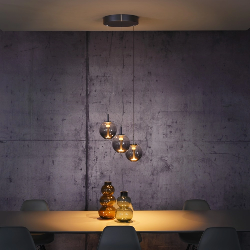 Vide hanglamp Pure E-Infinty mystic grey met smoke glas Paul Neuhaus 4012248398173