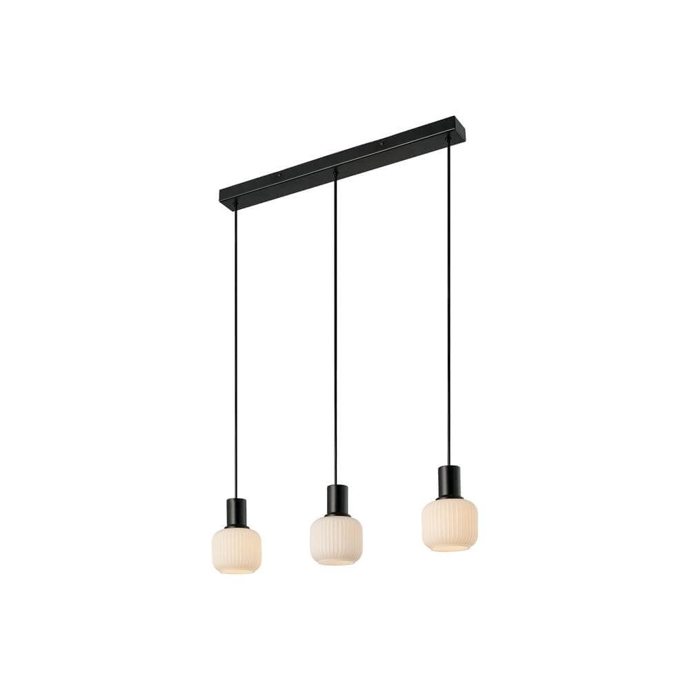 3-lichts hanglamp Milford zwart met wit