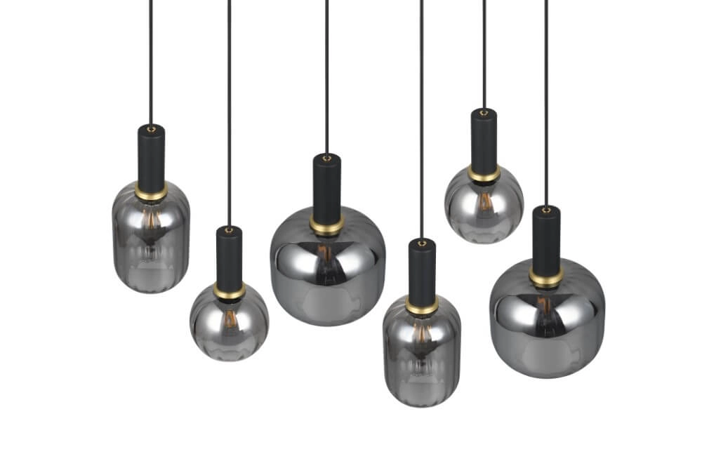 Eetkamer hanglamp Diva 6-lichts - smoke glas Trio 4017807614572