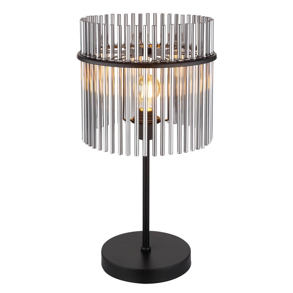 Zwarte tafellamp Gorley met smoke glas Ø 30cm