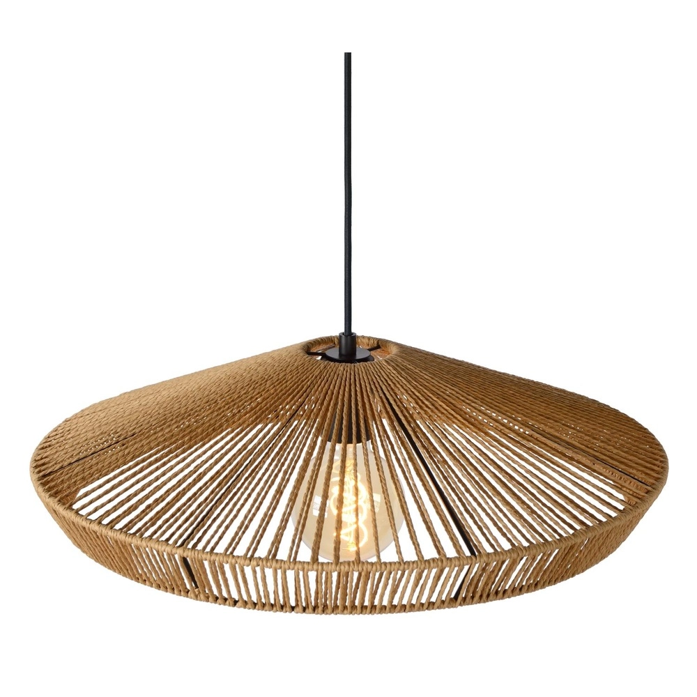 Hanglamp Yunkai Ø 50cm zwart met rotan Lucide 5411212105691
