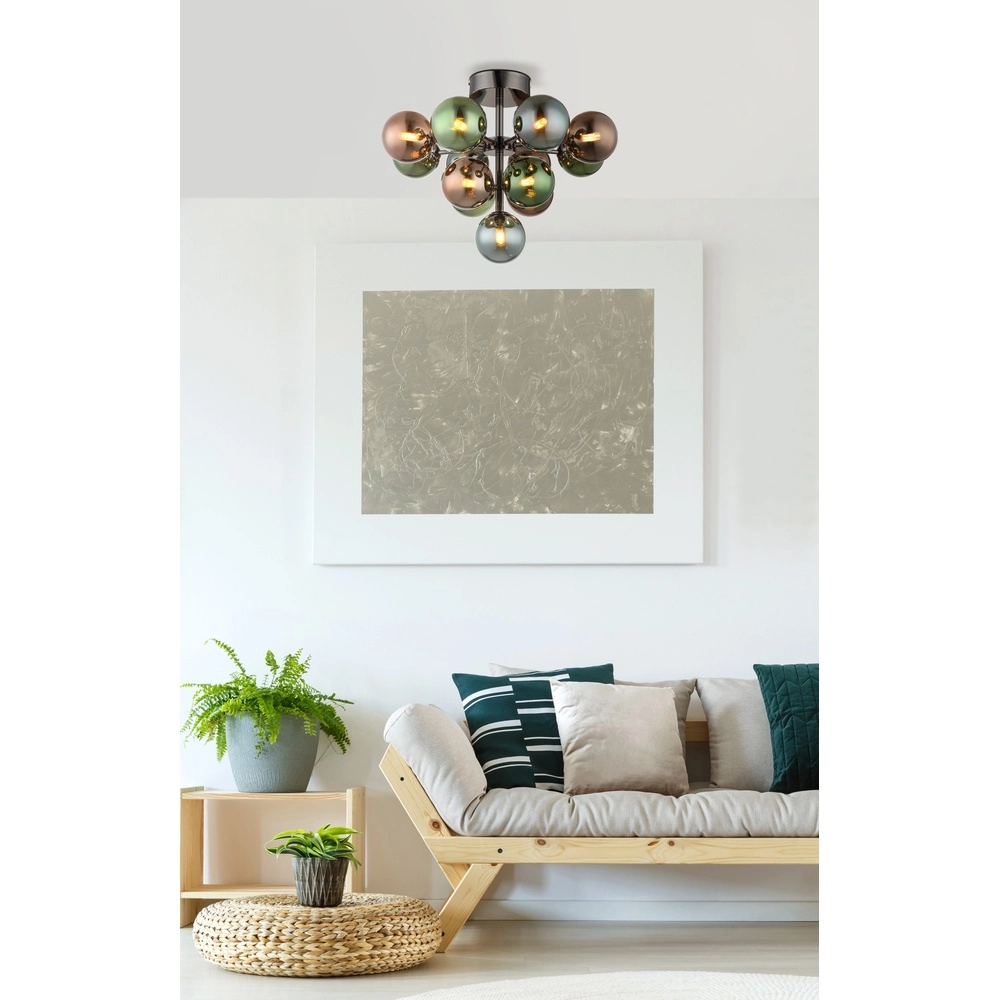 Gunmetal plafondlamp Grappy gekleurd glas Globo 9007371462773