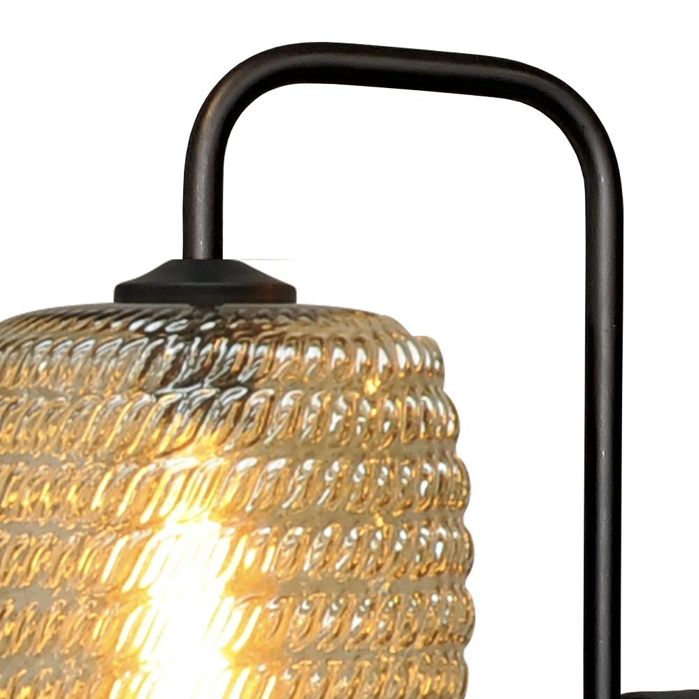 Zwarte wandlamp Quinto met geribd glas Masterlight 8718121250977