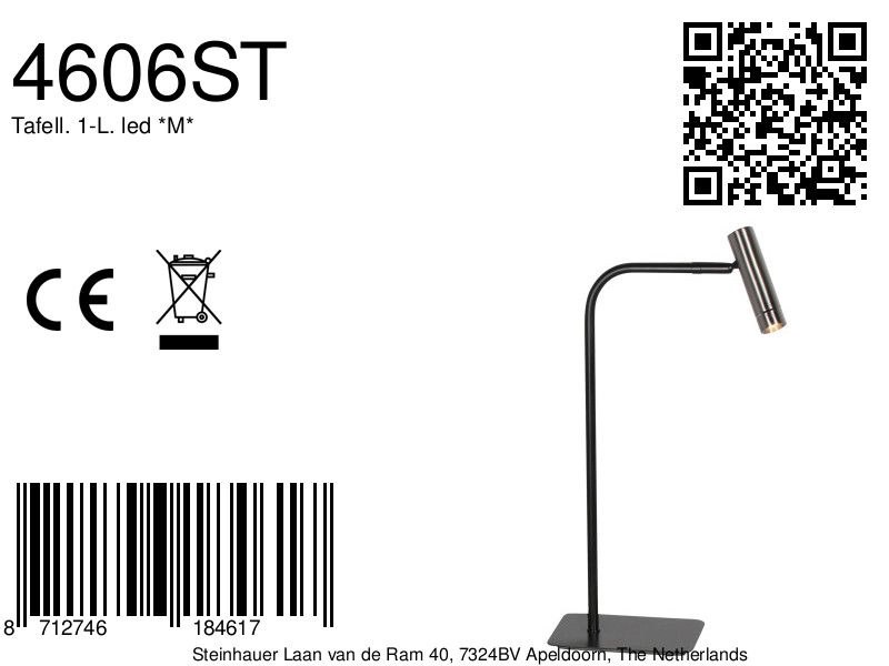 Tafellamp Lumo zwart met nikkel Steinhauer 8712746184617