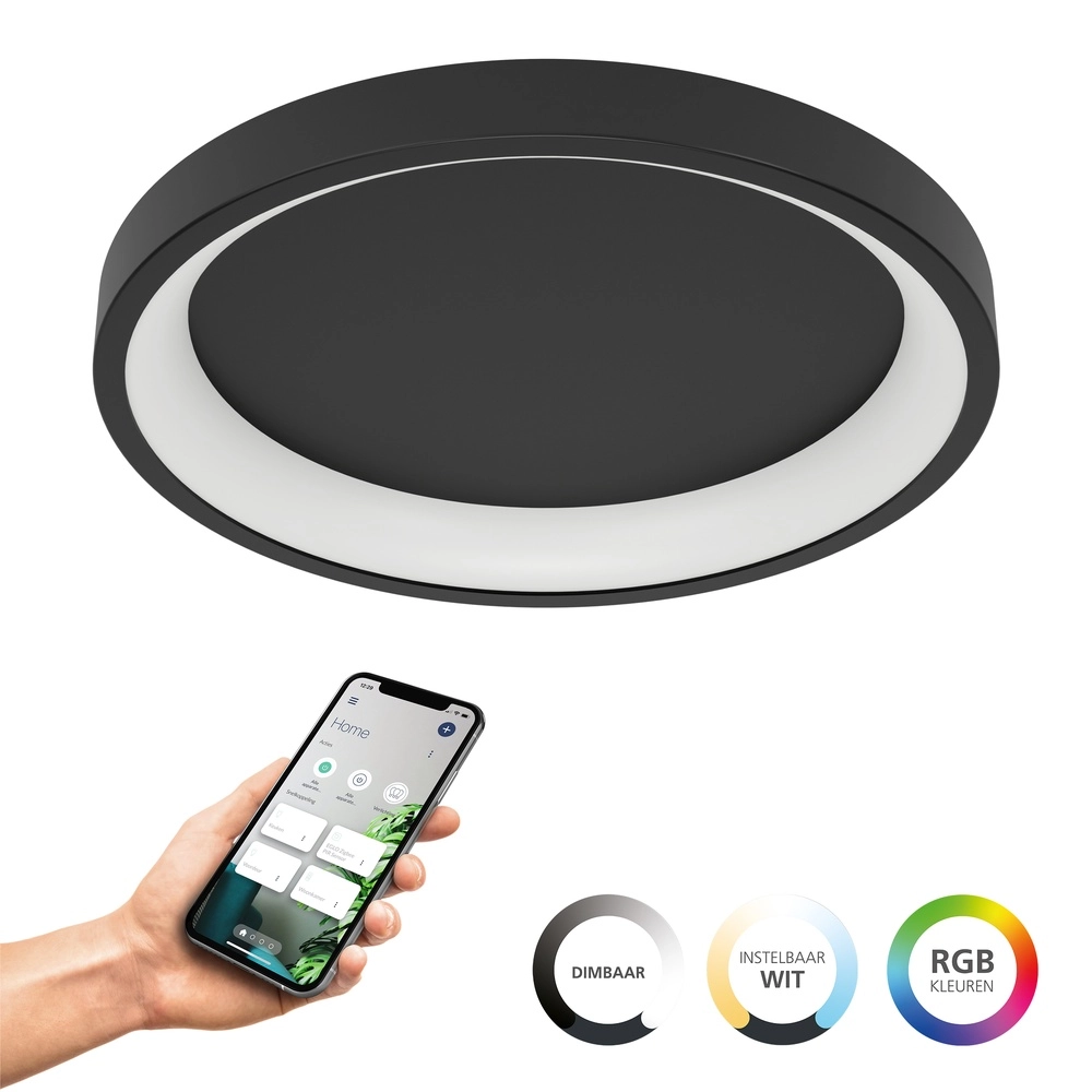 Ronde plafondlamp Loretello-Z smart zwart