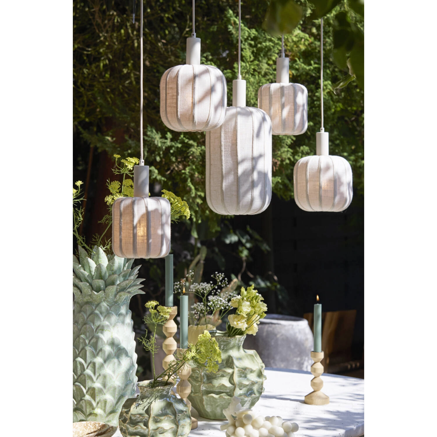 5L eettafel hanglamp Tufia linnen crème Light & Living 8717807818173