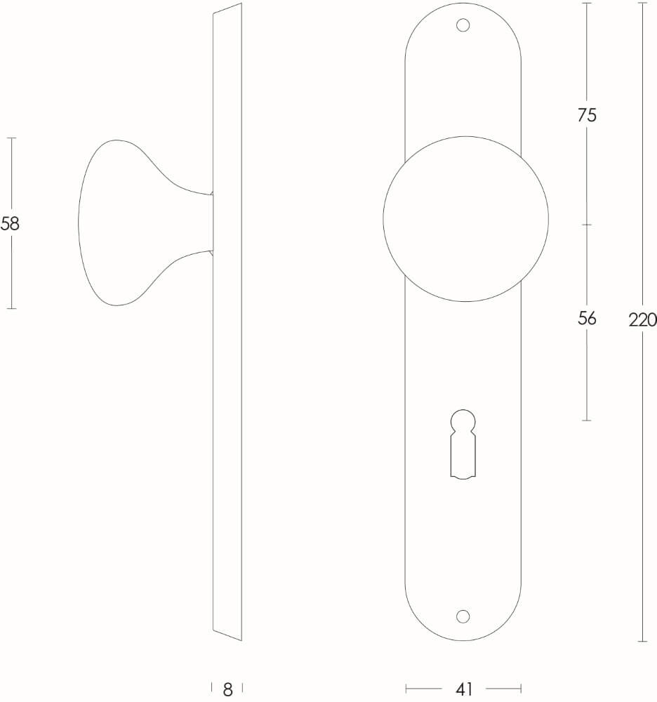 Deurknop Paddenstoel sleutelgat 56mm RVS Intersteel 8714186039700