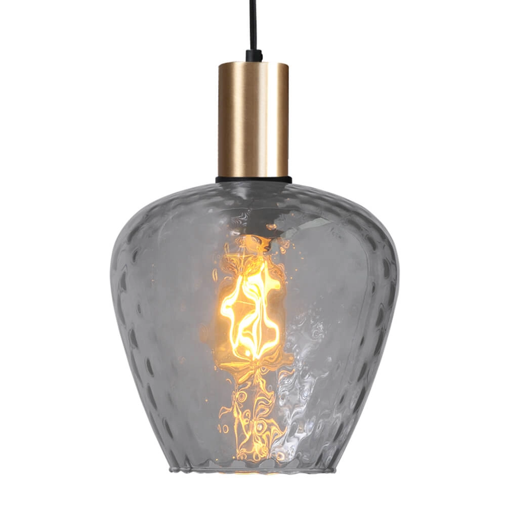 Hanglamp goud Porto met Diamond smoke glas - Ø 21cm Hanglamp goud Porto met Diamond smoke glas - Ø 21cm
