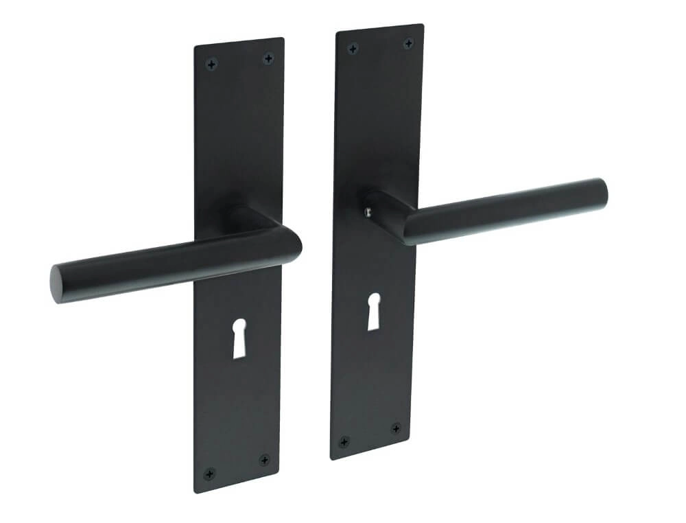 Strakke deurklink Jura sleutelgat zwart