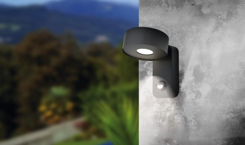 Led muurspot Palosco 6w - 3000K met bewegingssensor zwart Eglo 9002759987381
