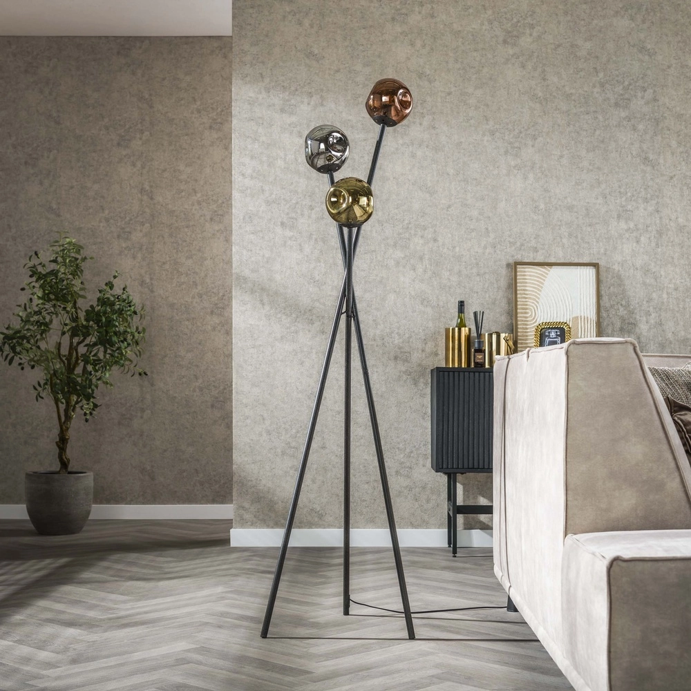 Tripod vloerlamp Molecule met glazen bollen Lyora 8716803512092