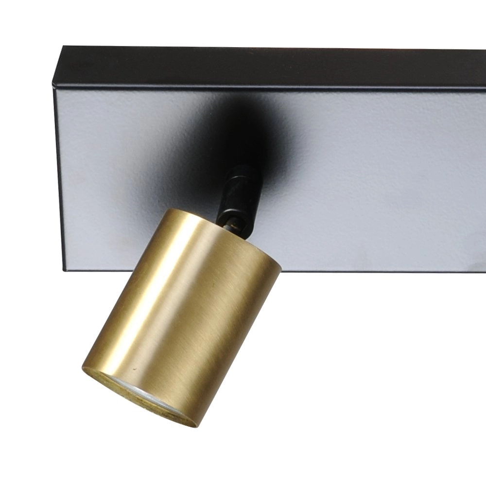 Plafondlamp zwart Bounce met 3 gouden spots Masterlight 8718121209173