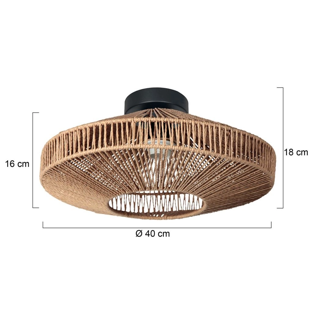 Plafondlamp Ropex met rotan kap Ø40cm Steinhauer 8712746182989