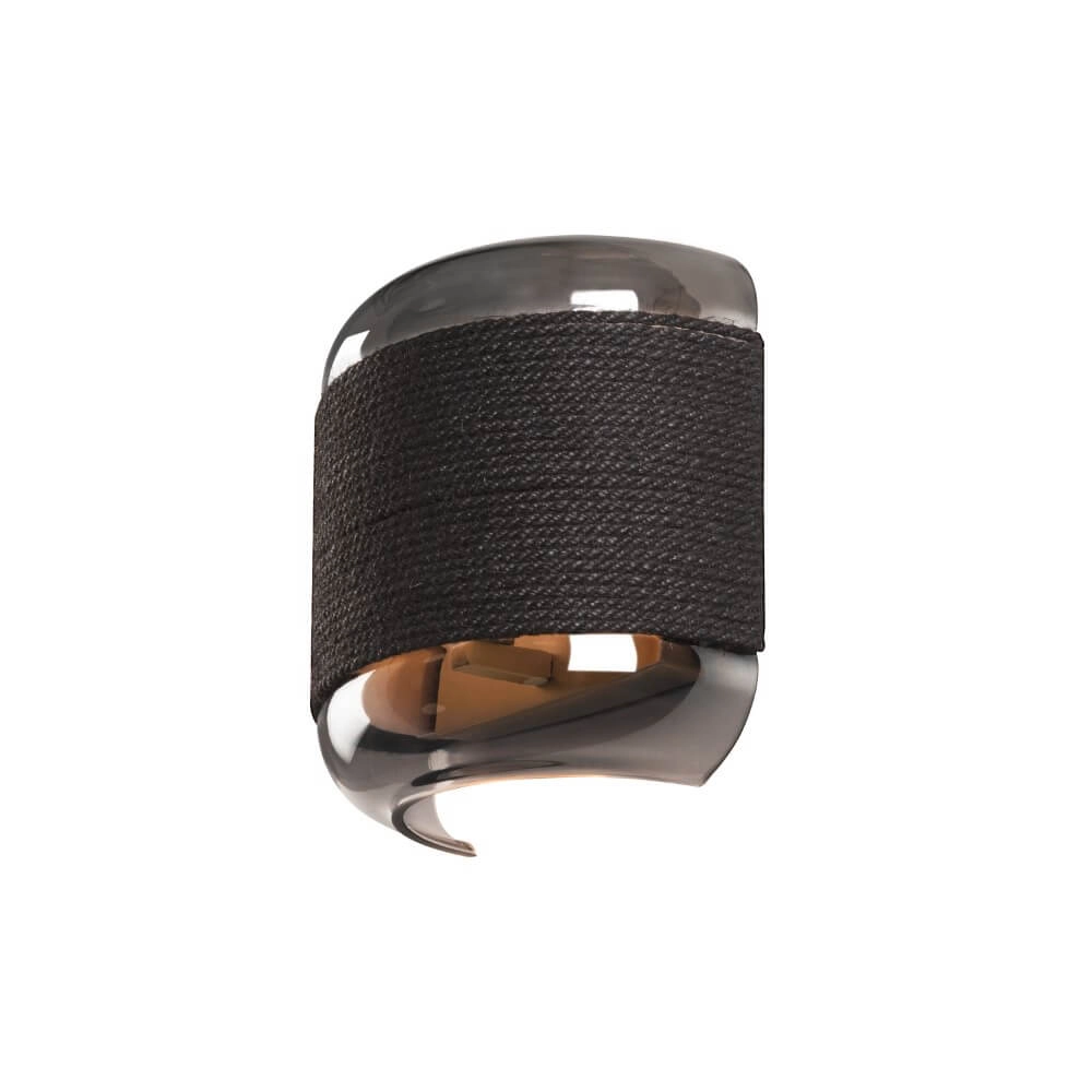 Slaapkamer wandlamp Pantilo Rope zwart met smoke glas Slaapkamer wandlamp Pantilo Rope zwart met smoke glas