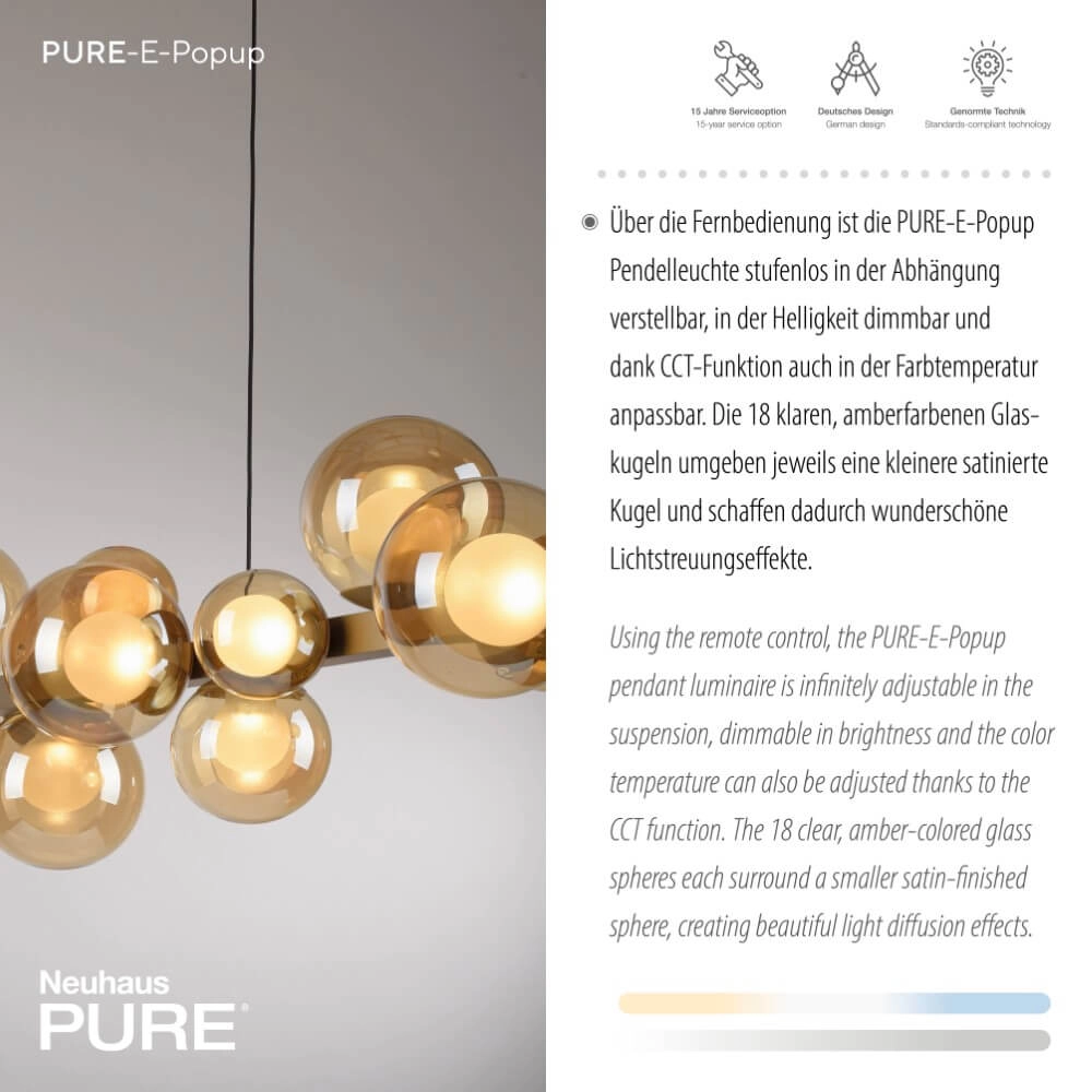 Unieke hanglamp Pure E-Popup 18-lichts brons Paul Neuhaus 4012248384428