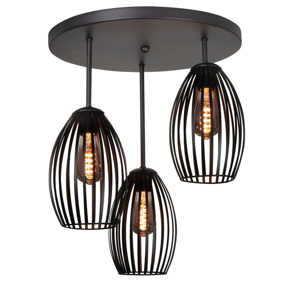 Plafondlamp Gabbia 3-lichts zwart