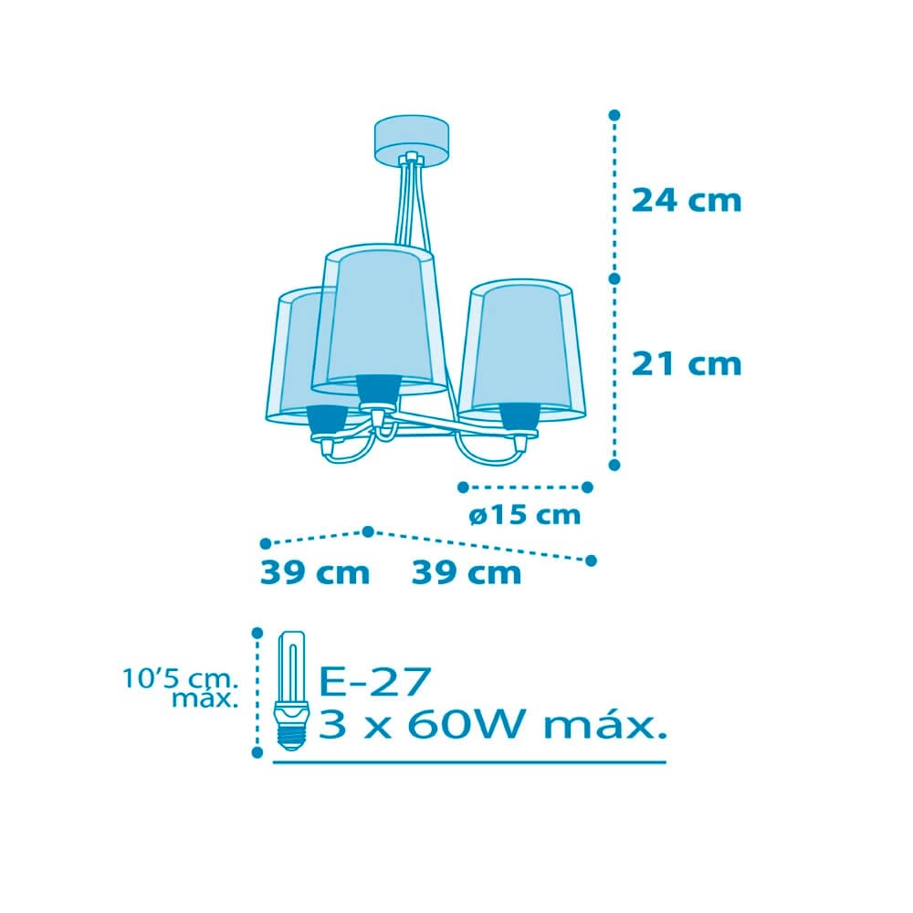 Kinderkamer hanglamp Light Feeling Star 3-lichts blauw Dalber 8420406001043