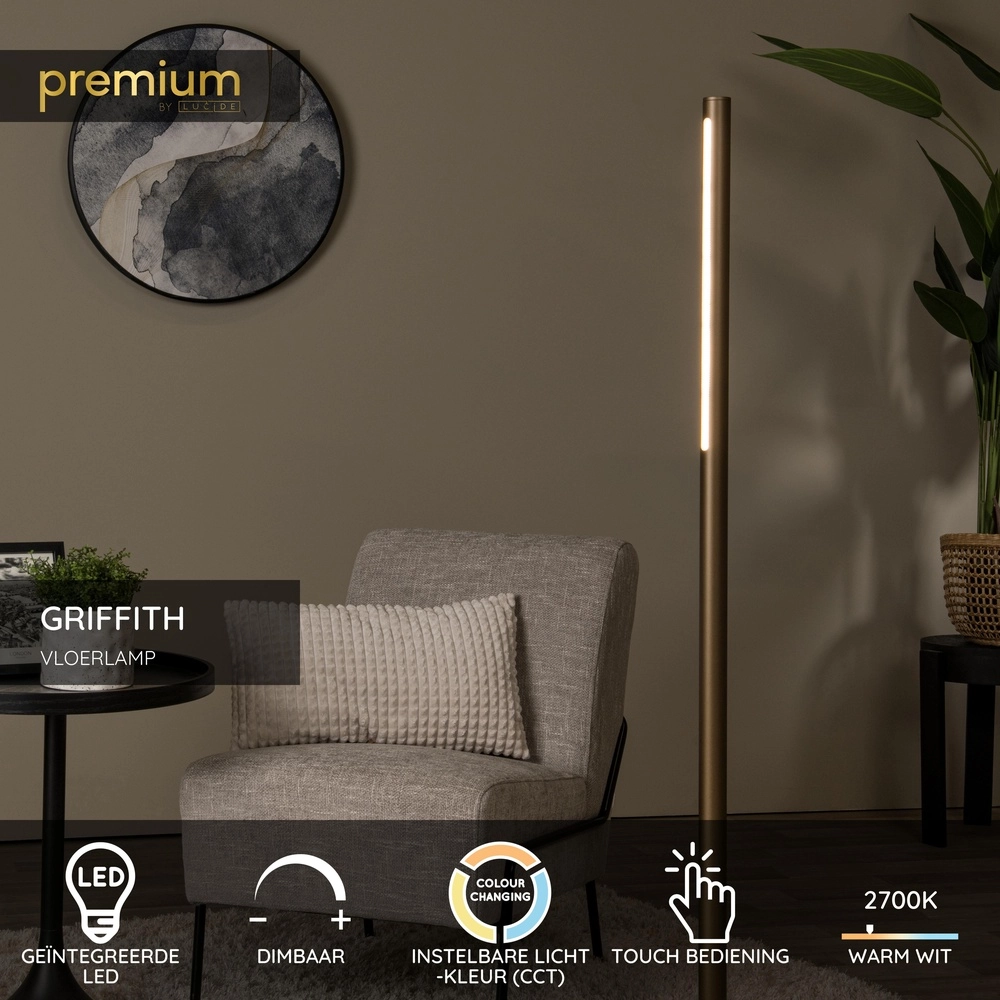 Design vloerlamp Griffith brons Premium by Lucide 5411212241955