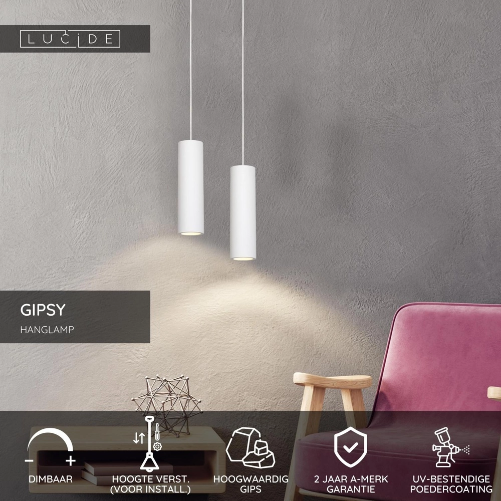 Design hanglamp Gipsy wit Lucide 5411212351463