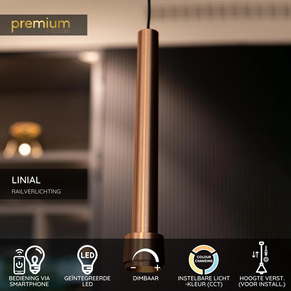 1-fase hanglamp voor rail Linial Tubiz champagne Premium by Lucide 5411212552761