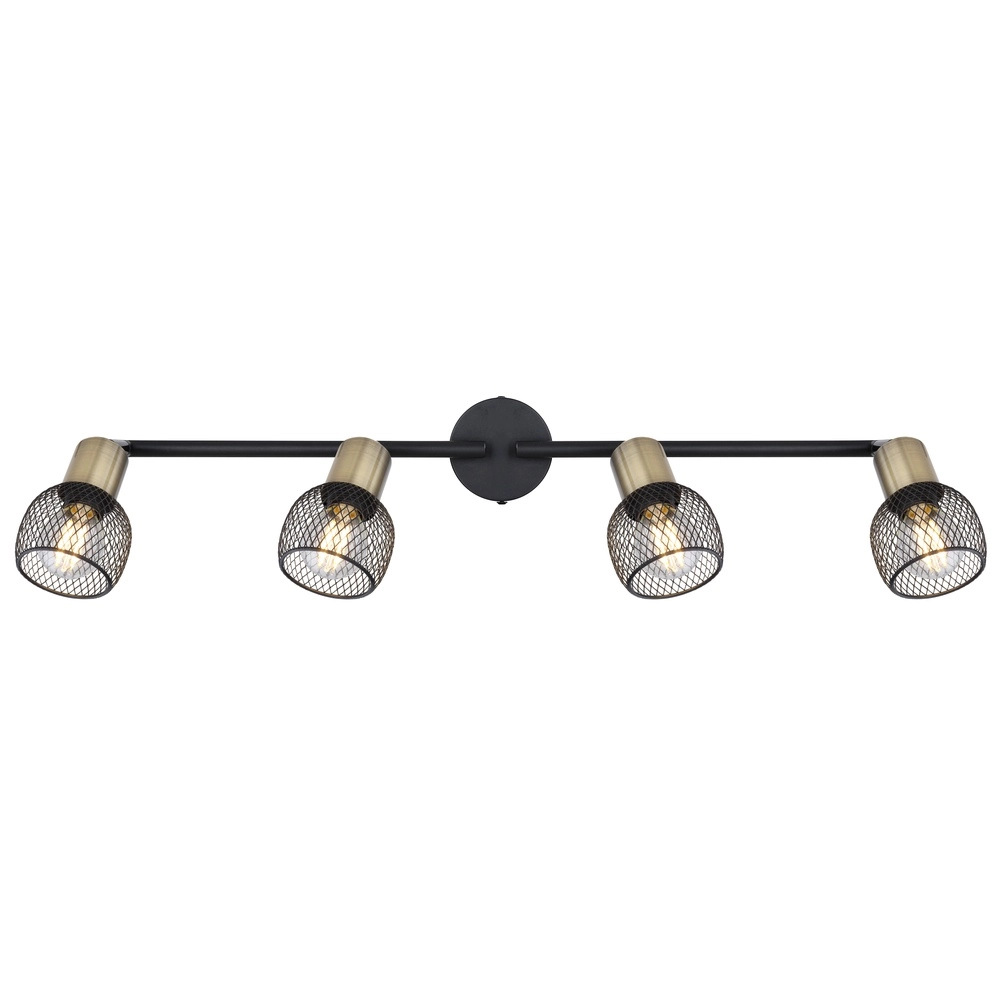 Plafondlamp Fiastra 4-lichts zwart met gaas Globo 9007371418121