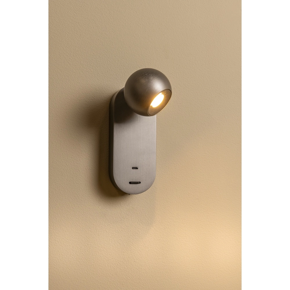 Wandlamp bol Montana design grijs Premium by Lucide 5411212680129
