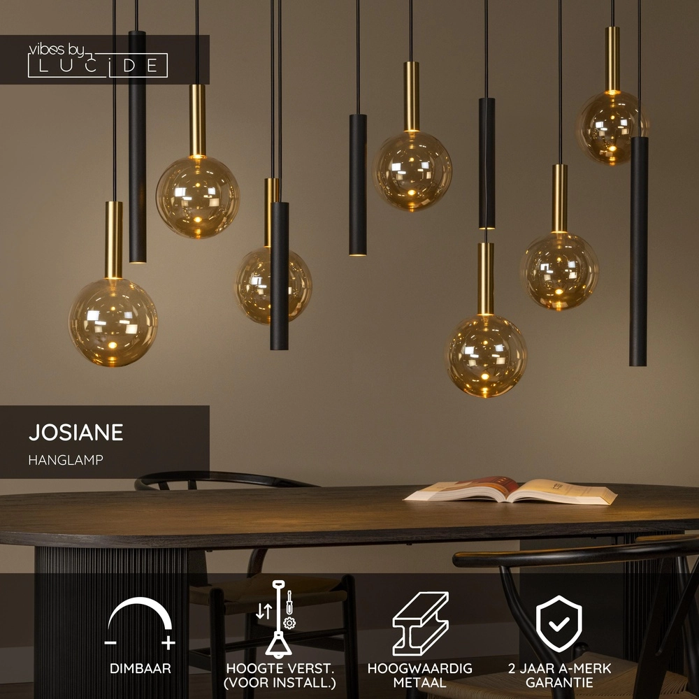 12-lichts hanglamp Josiane zwart met goud Lucide Vibes 5411212212160