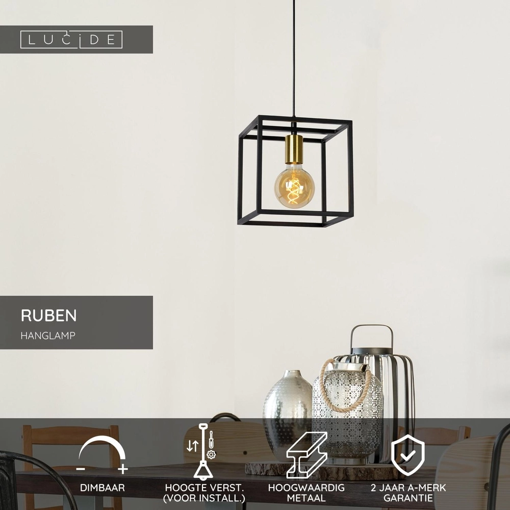 Hanglamp Ruben zwart Lucide 5411212000156
