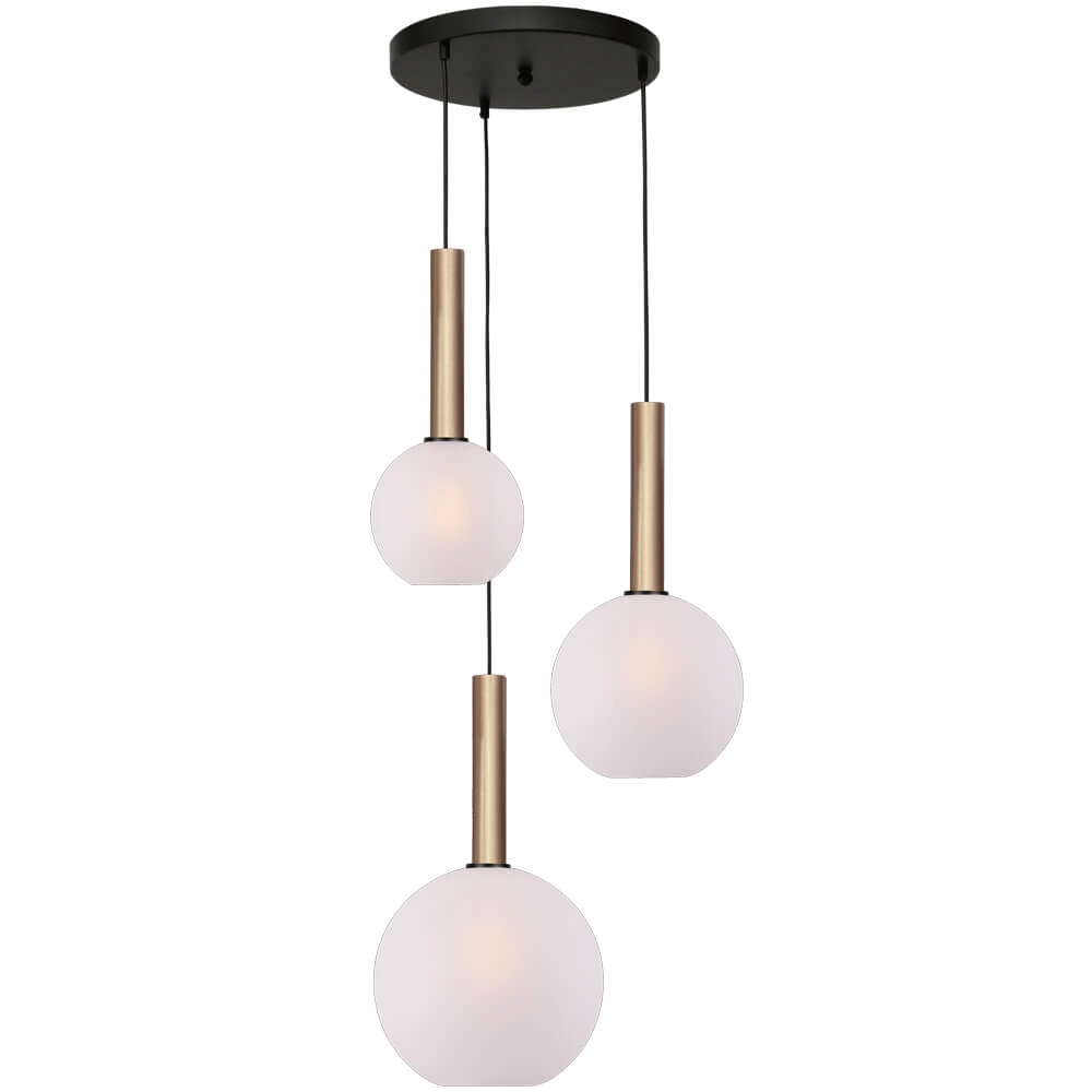 Vide hanglamp Bella 2 Messing goud met wit glas