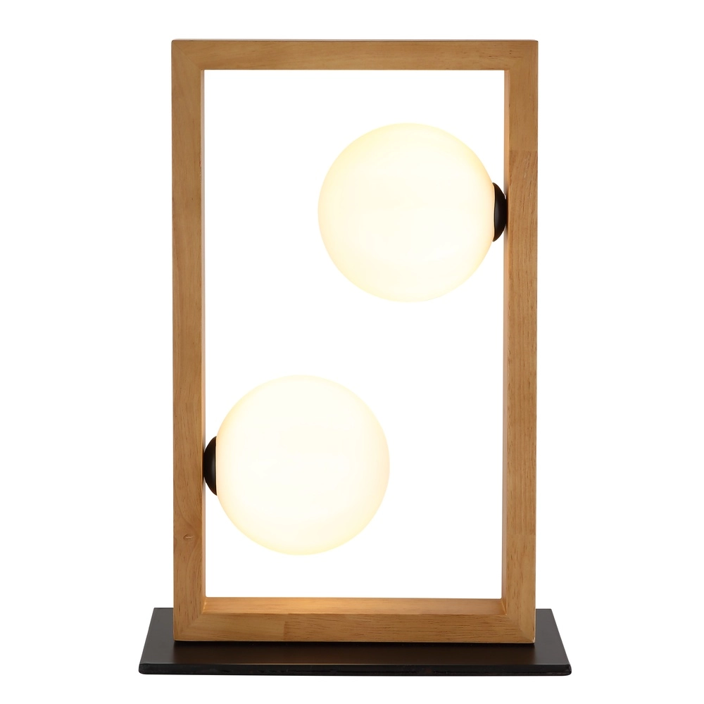 Moderne tafellamp Nanda zwart met hout Globo 9007371510948