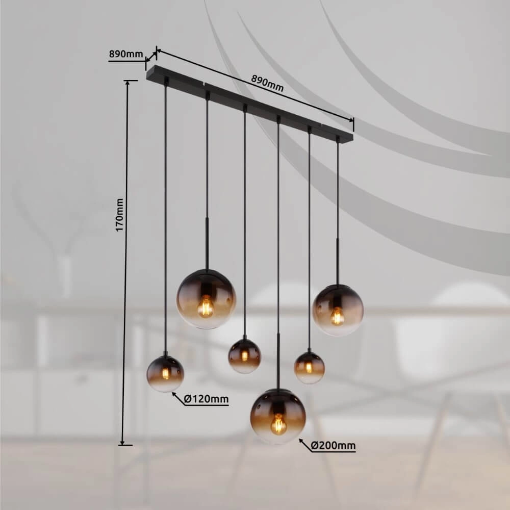 Zwarte hanglamp Hallie met uniek glas Globo 9007371445929