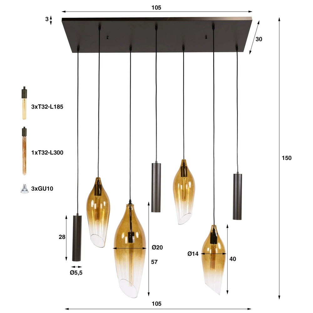 Stijlvolle hanglamp Cocoon met fading glas Lyora 8716803511941