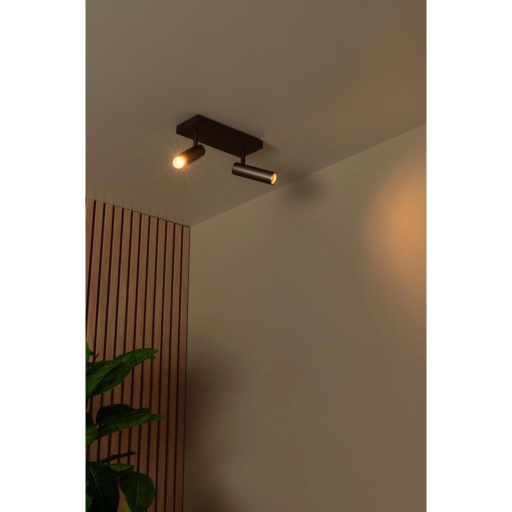 Strakke plafondlamp Grado 2-lichts metaalgrijs Lucide 5411212221711