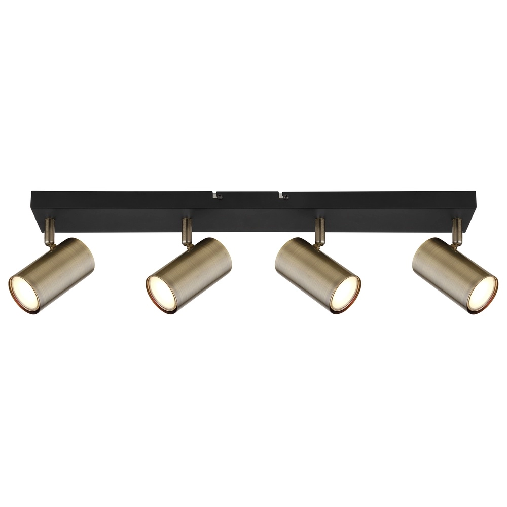 Plafondlamp 4-lichts Robby zwart met brons Globo 9007371430994