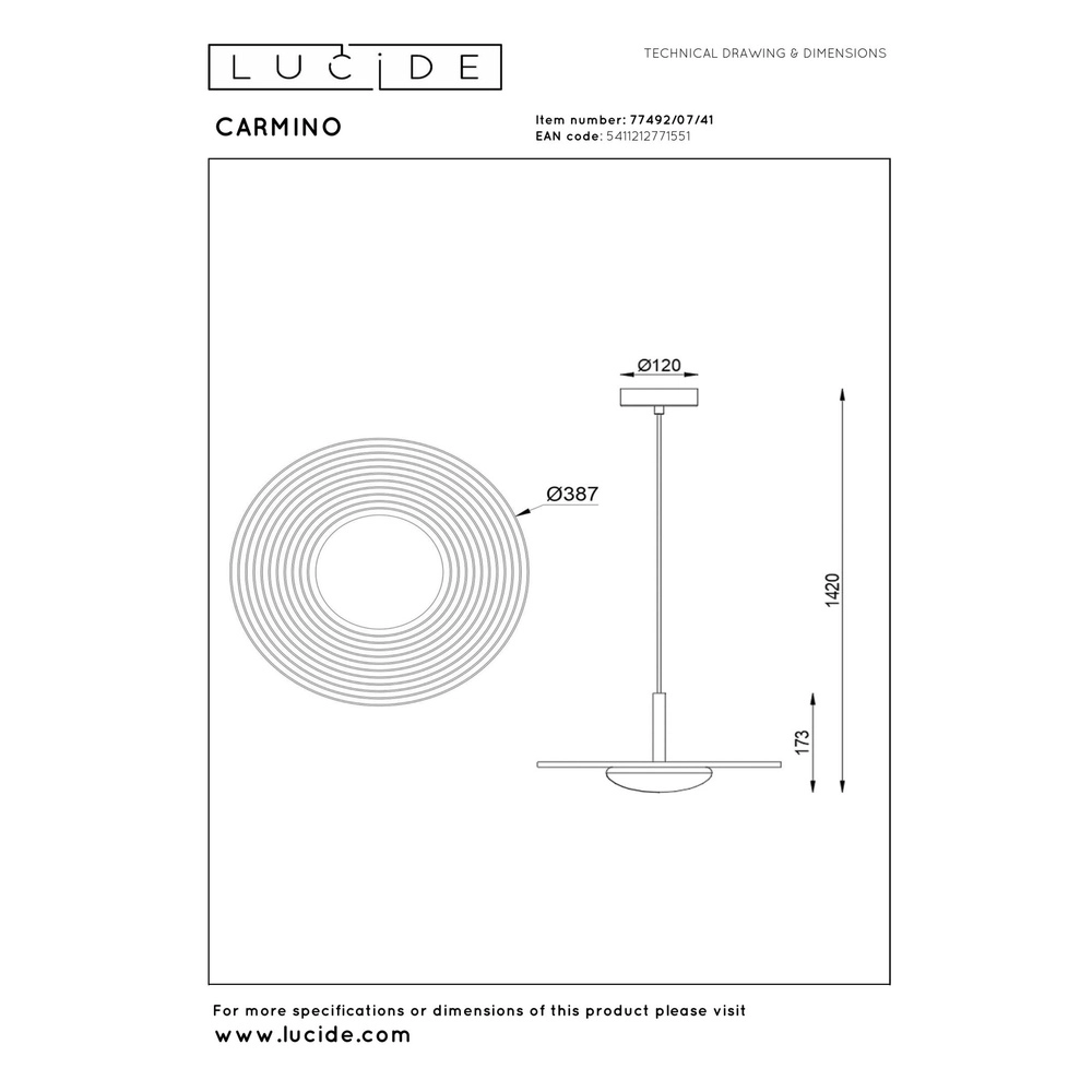 Design hanglamp Carmino taupe Lucide 5411212771551