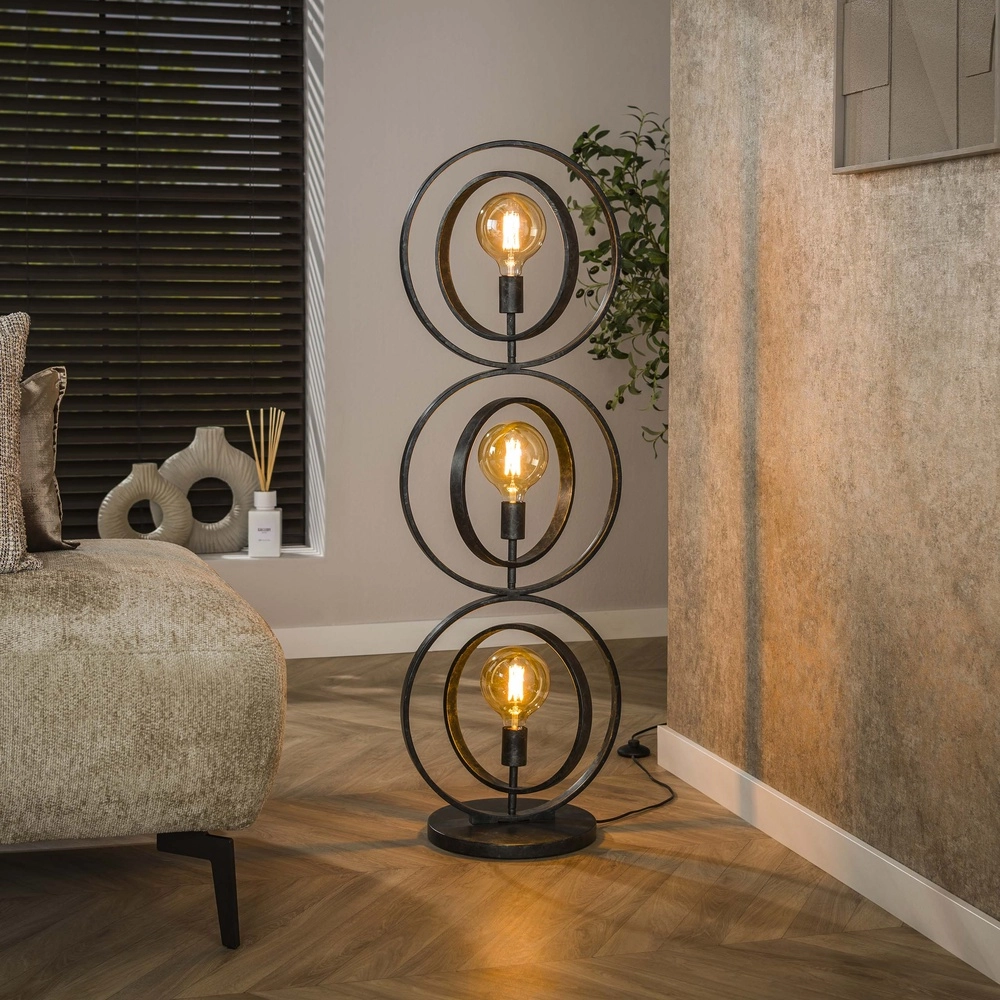 3-lichts charcoal vloerlamp Turn E27 - Ø 40cm
