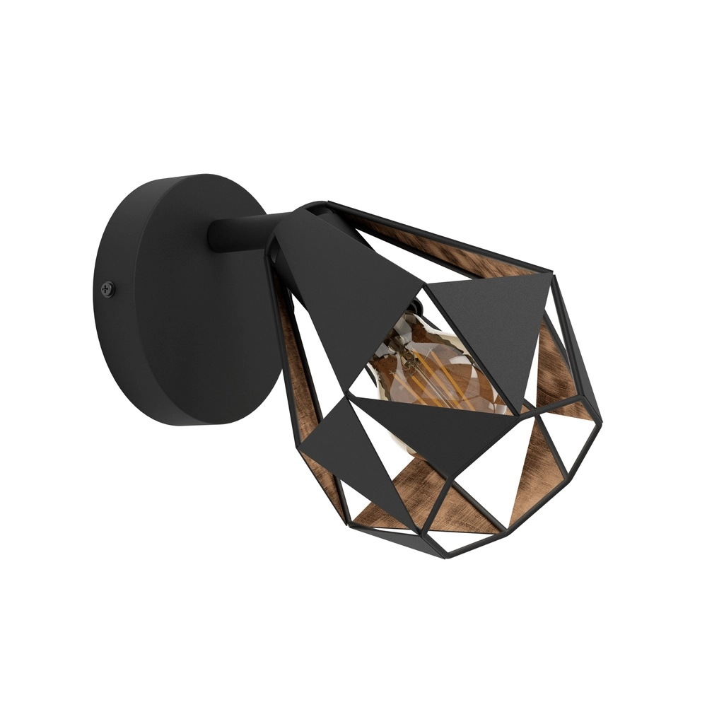 Wandlampje Carlton 7 zwart met koper