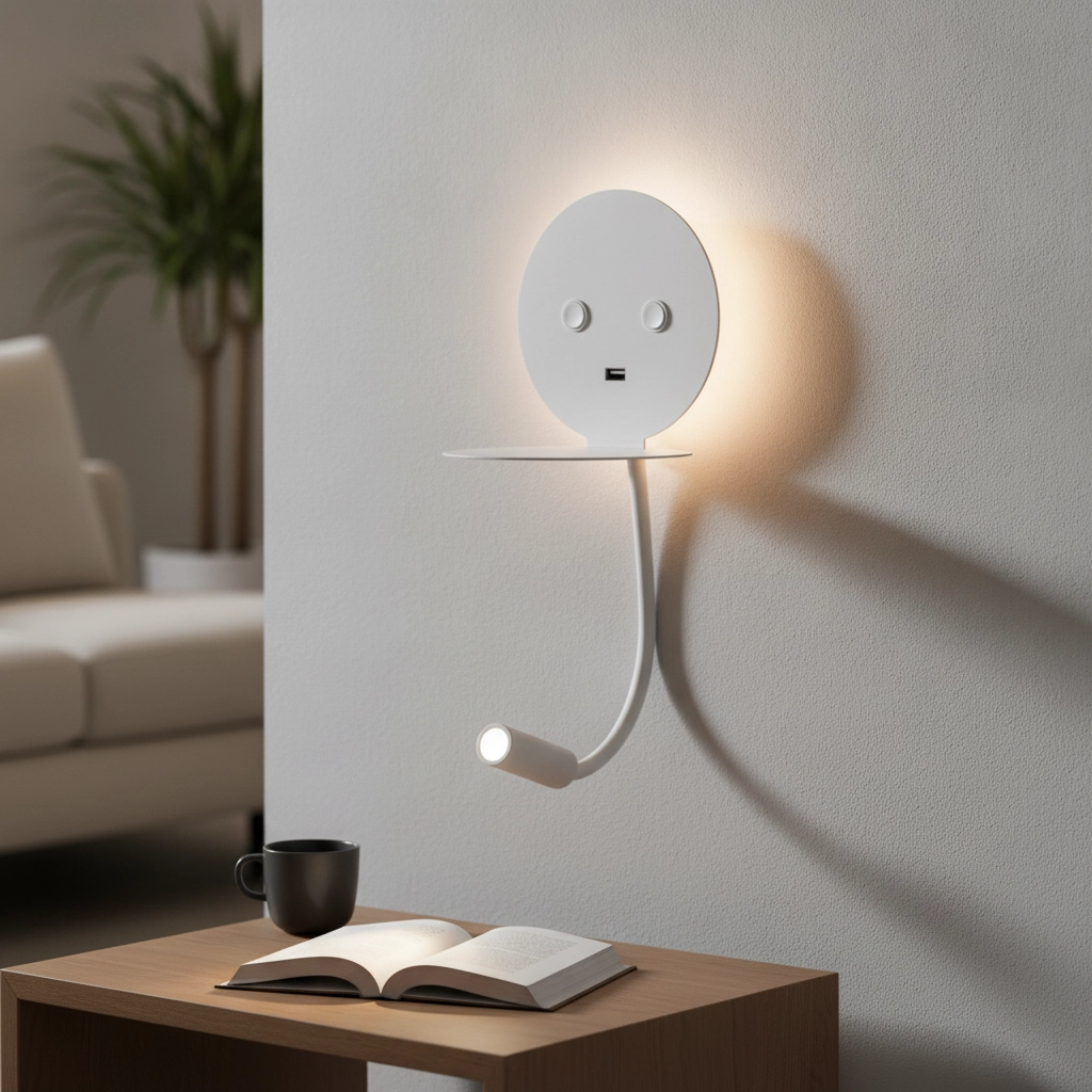 Bedlampje Eclip wit met usb