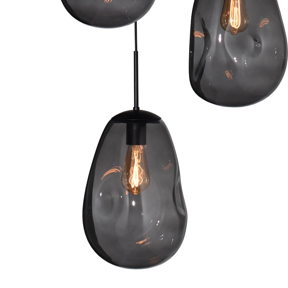Pendel hanglamp Lava 3x smoke glas Ø 22,5cm Masterlight 8718121286471