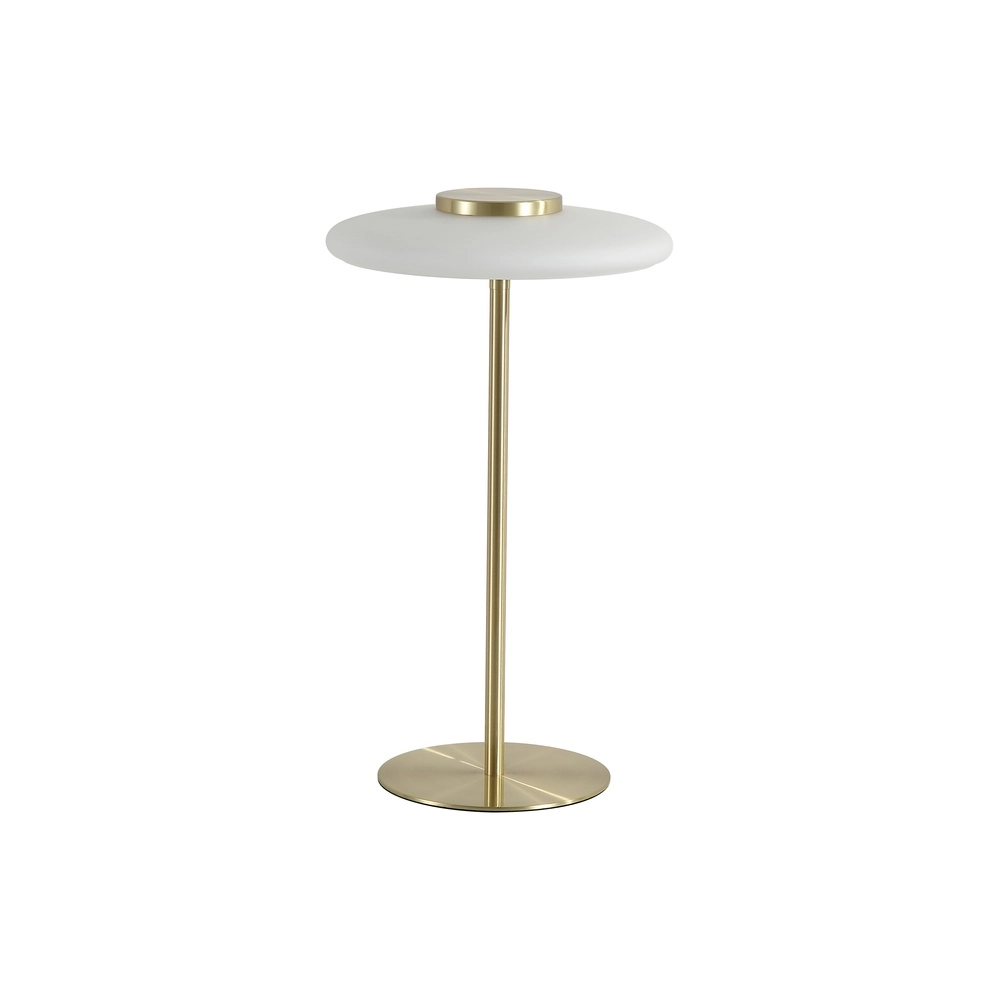 Tafellamp Record goud met wit glas