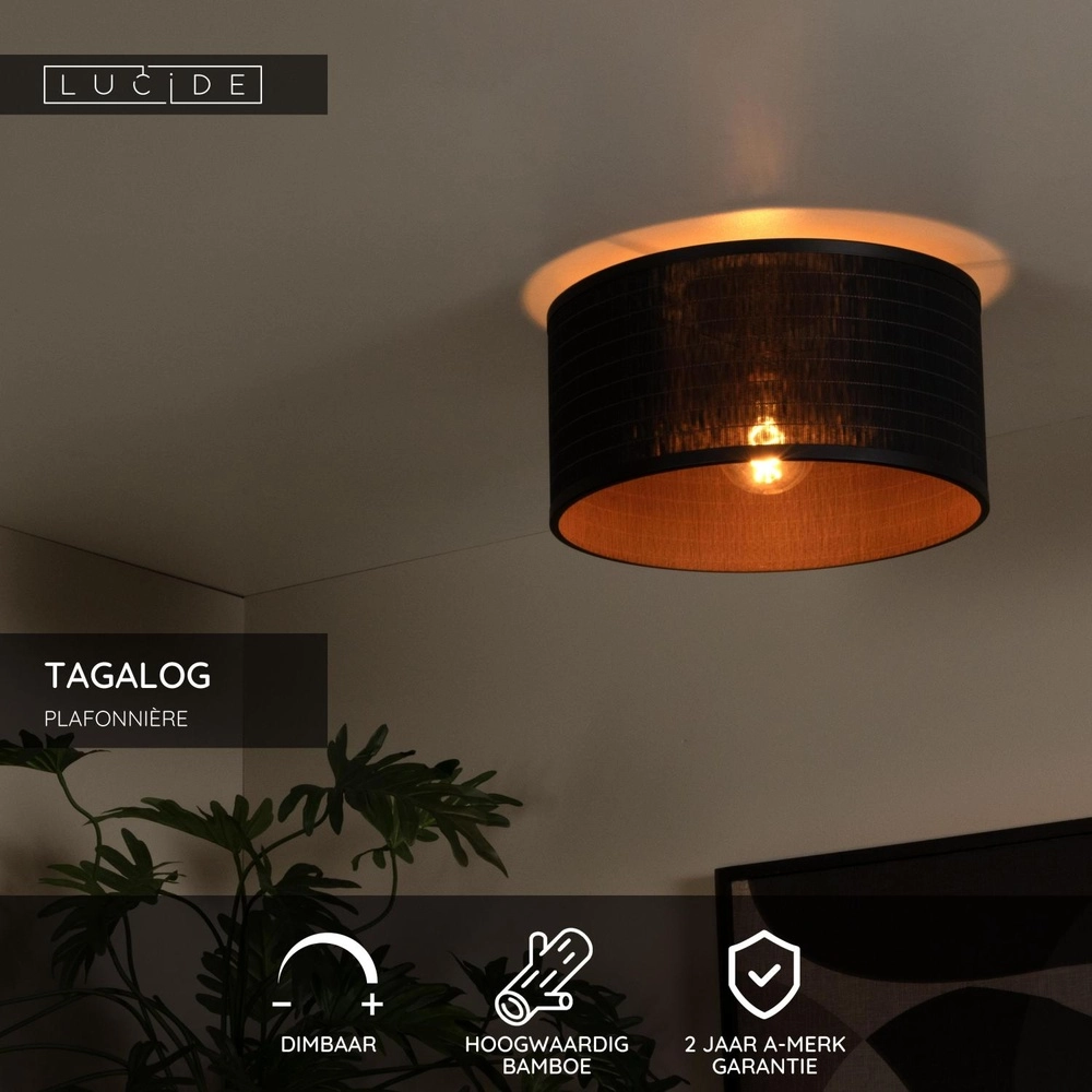 Plafondlamp Tagalog zwart Lucide 5411212211606