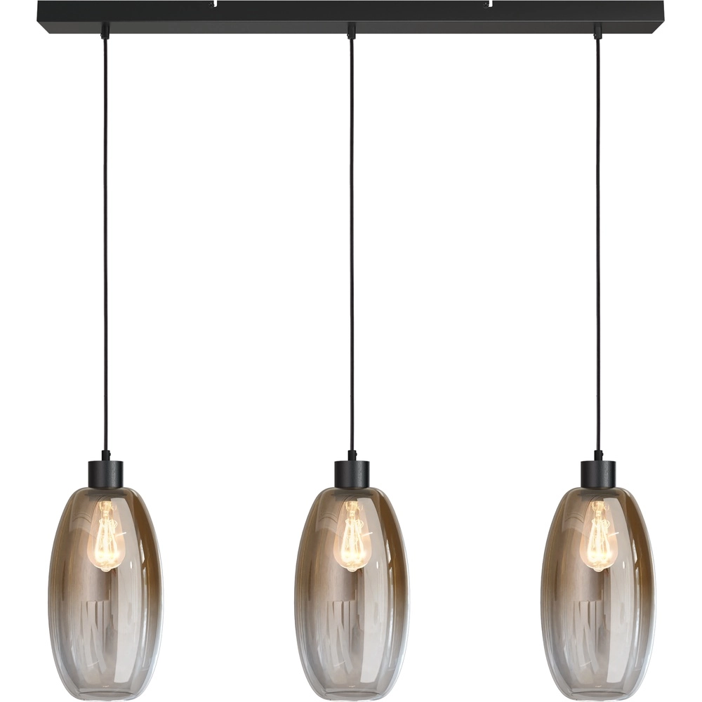 Glazen hanglamp Olive 3x Ø 18,5cm - zwart
